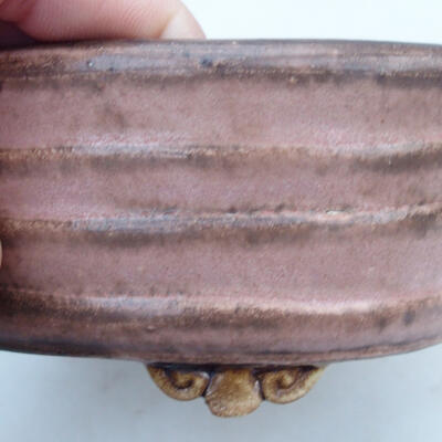 Ceramic bonsai bowl 11 x 9 x 5 cm, color pink-brown - 2