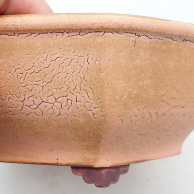 Ceramic bonsai bowl 16 x 16 x 7 cm, color pink-brown - 2