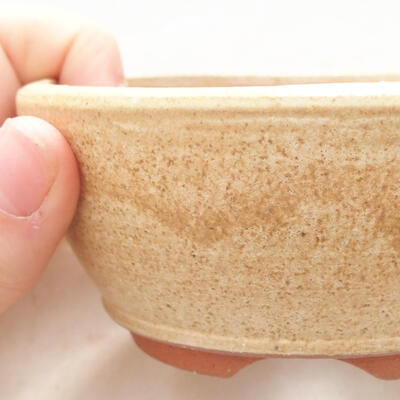 Ceramic bonsai bowl 9.5 x 9.5 x 4 cm, beige color - 2