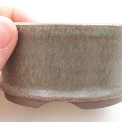 Ceramic bonsai bowl 8 x 8 x 3.5 cm, color green - 2