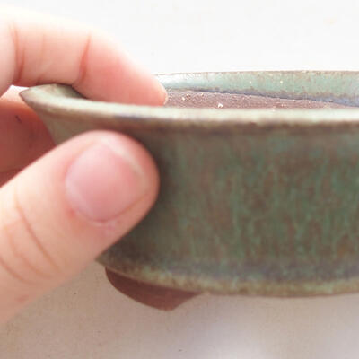 Ceramic bonsai bowl 10 x 10 x 3.5 cm, color green - 2