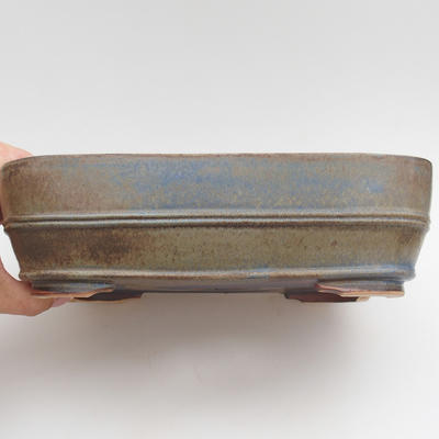 Ceramic bonsai bowl 24 x 18 x 7 cm, brown-blue color - 2