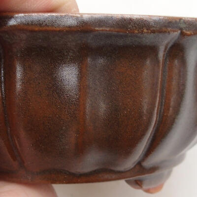 Ceramic bonsai bowl 10.5 x 10.5 x 5 cm, brown color - 2