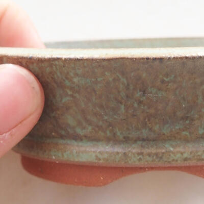 Ceramic bonsai bowl 8.5 x 8.5 x 2.5 cm, color green - 2