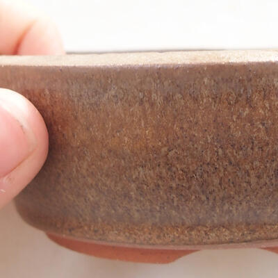 Ceramic bonsai bowl 9.5 x 9.5 x 3.5 cm, brown color - 2