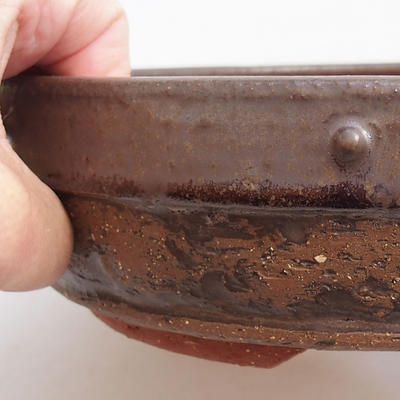 Ceramic bonsai bowl 21 x 21 x 5.5 cm, brown color - 2