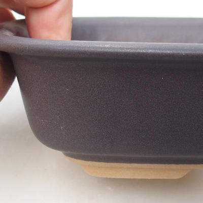 Ceramic bonsai bowl H 02 - 19 x 13,5 x 5 cm, black matt - 2