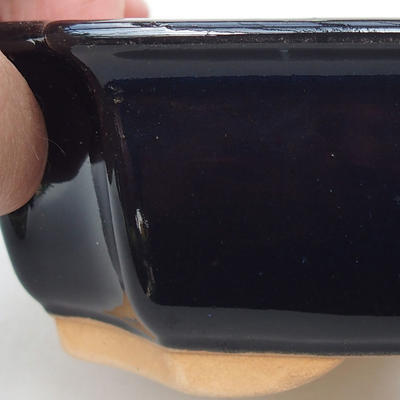 Ceramic bonsai bowl H 03 - 16,5 x 11,5 x 5 cm, black glossy - 2