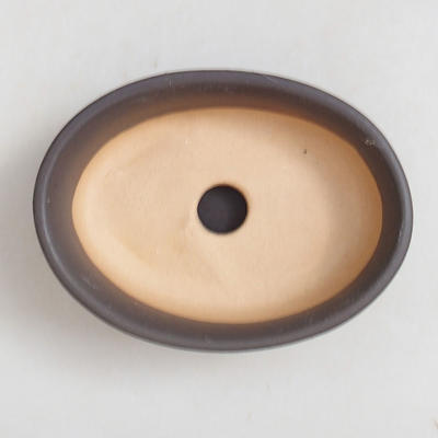Bonsai bowl, tray H04 - bowl 10 x 7,5 x 3,5 cm, tray 10 x 7,5 x 1 cm, black matt - 2