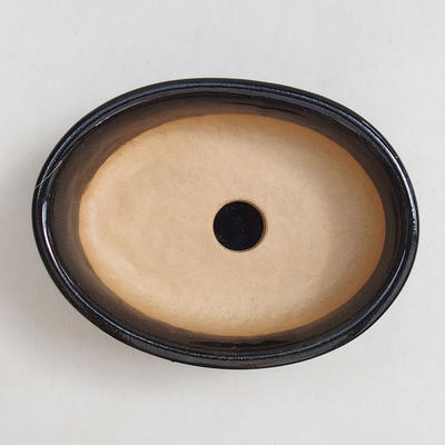 Bonsai bowl, tray H04 - bowl 10 x 7,5 x 3,5 cm, tray 10 x 7,5 x 1 cm, black glossy - 2