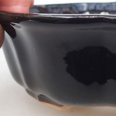 Ceramic bonsai bowl H 06 - 14,5 x 14,5 x 4,5 cm, black glossy - 2