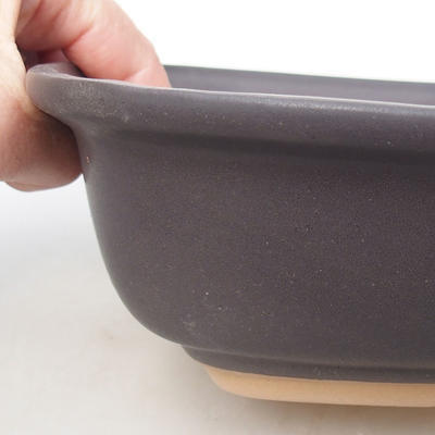 Ceramic bonsai bowl H 08 - 24,5 x 18 x 7 cm, black matt - 2