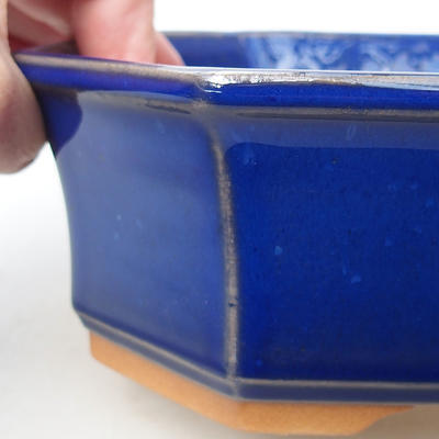 Ceramic bonsai bowl H 14 - 17,5 x 17,5 x 6,5 cm, blue - 2