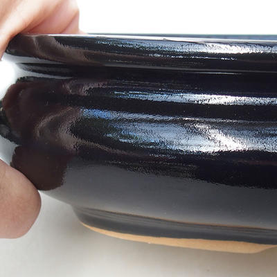 Ceramic bonsai bowl H 15 - 26,5 x 17 x 6 cm, black glossy - 2