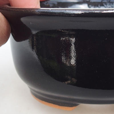 Ceramic bonsai bowl H 30 - 12 x 10 x 5 cm, black glossy - 2