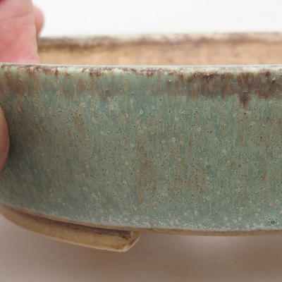 Ceramic bonsai bowl 15 x 13.5 x 4 cm, color green - 2