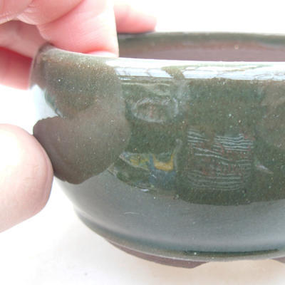 Ceramic bonsai bowl 9 x 9 x 5 cm, color green - 2