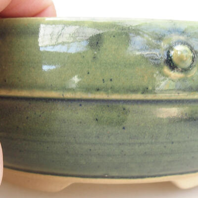 Ceramic bonsai bowl 16 x 16 x 6.5 cm, color green - 2