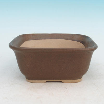 Bonsai bowl + tray H37 - bowl 14 x 12 x 7 cm, tray 14 x 13 x 1 cm, brown - bowl 14 x 12 x 7 cm, tray 14 x 13 x 1 cm - 2