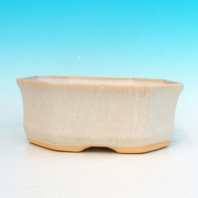 Ceramic bonsai bowl H 14 - 17,5 x 17,5 x 6,5 cm, beige  - 2