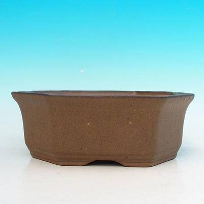Ceramic bonsai bowl H 14 - 17,5 x 17,5 x 6,5 cm, Brown - 2