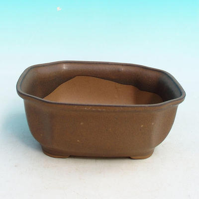 Bonsai bowl H31 - bowl 14,5 x 12,5 x 6 cm, bowl 14,5 x 12,5 x 1 cm, brown - bowl 14,5 x 12,5 x 6 cm, tray 14,5 x 12,5 x 1 cm - 2