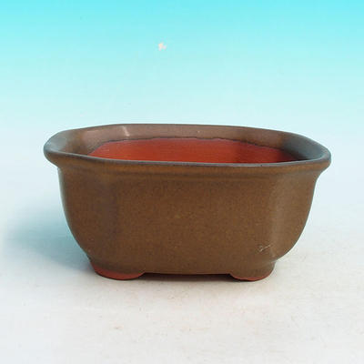 Bonsai bowl tray H32 - bowl 12.5 x 10.5 x 6 cm, tray 12.5 x 10.5 x 1 cm, brown bowl 12.5 x 10.5 x 6 cm, tray 12.5 x 10.5 x 1 cm - 2