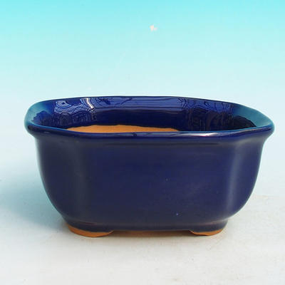 Bonsai bowl tray H32 - bowl 12.5 x 10.5 x 6 cm, tray 12.5 x 10.5 x 1 cm, blue bowl 12.5 x 10.5 x 6 cm, tray 12.5 x 10.5 x 1 cm - 2