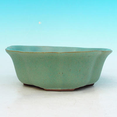 Ceramic bonsai bowl H 06 - 14,5 x 14,5 x 4,5 cm, green - 14.5 x 14.5 x 4.5 cm - 2