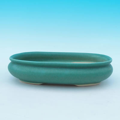 Bonsai bowl tray H15 - bowl 26,5 x 17 x 6 cm, tray 24,5 x 15 x 1,5 cm, green  - 2