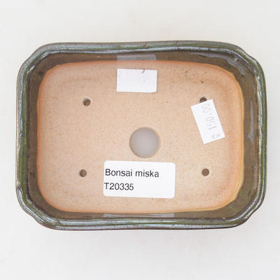 Ceramic bonsai bowl 13 x 9,5 x 3,5 cm, brown-green color - 3