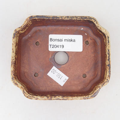 Ceramic bonsai bowl 10.5 x 8.5 x 2.5 cm, brown-yellow color - 3