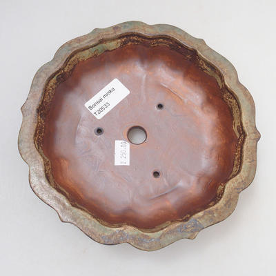 Ceramic bonsai bowl 17 x 17 x 5 cm, color green-brown - 3