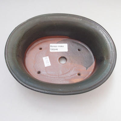 Ceramic bonsai bowl 19 x 15 x 6 cm, color green-brown - 3