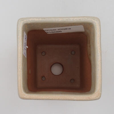 Ceramic bonsai bowl 7.5 x 7.5 x 10 cm, color beige - 3