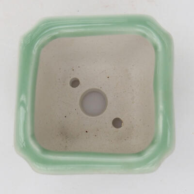 Ceramic bonsai bowl 6.5 x 6.5 x 5.5 cm, color green - 3