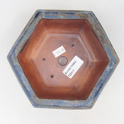 Ceramic bonsai bowl 17 x 15 x 6 cm, brown-blue color - 3