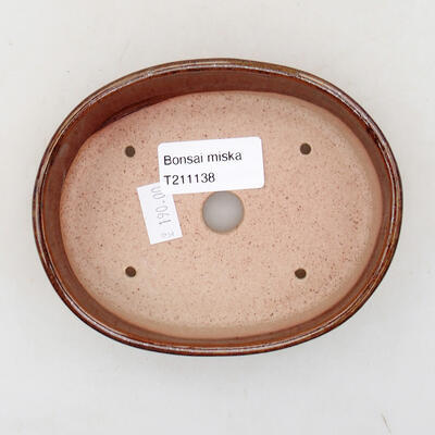 Ceramic bonsai bowl 12 x 10 x 3.5 cm, brown color - 3