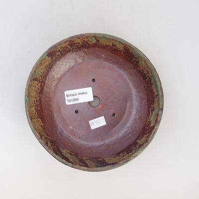 Ceramic bonsai bowl 17 x 17 x 4.5 cm, color brown-green - 3