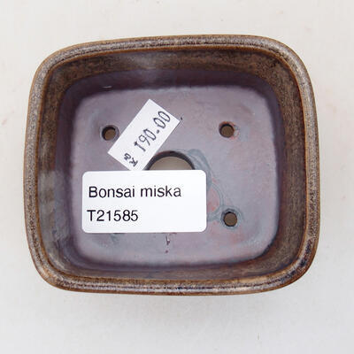 Ceramic bonsai bowl 7.5 x 7 x 3 cm, brown color - 3