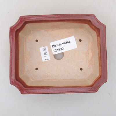 Ceramic bonsai bowl 13 x 10 x 4 cm, burgundy color - 3