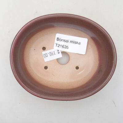 Ceramic bonsai bowl 10 x 8.5 x 4 cm, burgundy color - 3