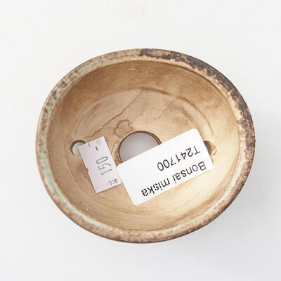 Ceramic bonsai bowl 7.5 x 7 x 3.5 cm, color green-brown - 3