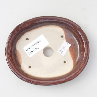 Ceramic bonsai bowl 12.5 x 10 x 2 cm, brown color - 3