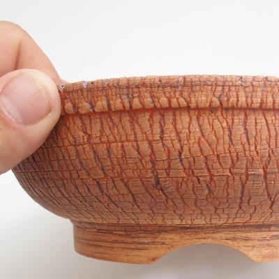 Ceramic bonsai bowl 18 x 18 x 5,5 cm, brown-red color - 3