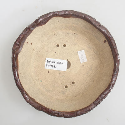 Ceramic bonsai bowl 16 x 16 x 5 cm, brown color - 3