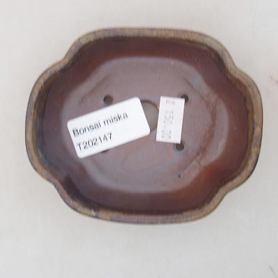 Ceramic bonsai bowl 10 x 8 x 3 cm, brown color - 3