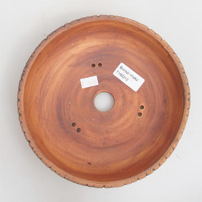 Ceramic bonsai bowl 19,5 x 19,5 x 5 cm, brown-green color - 3