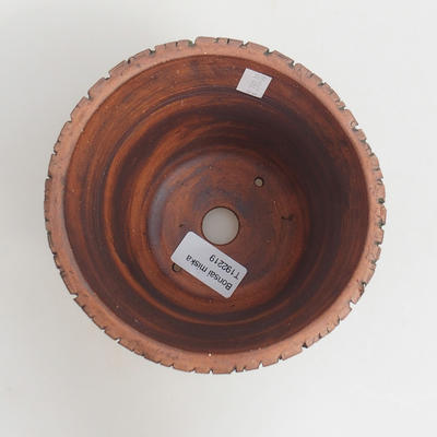 Ceramic bonsai bowl 13,5 x 13,5 x 13 cm, brown-green color - 3