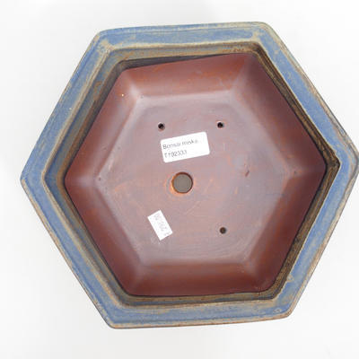 Ceramic bonsai bowl 24 x 21,5 x 8 cm, brown-blue color - 3
